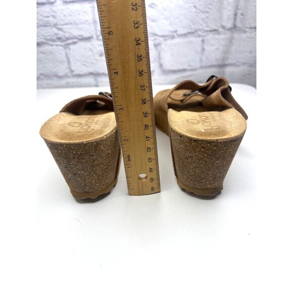 Yokono Wedge Slide Sandals Slide On Leather Beige Tan Ladies size 8 Adjustable - Picture 7 of 14